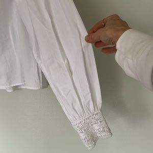 Exspress Cropped White Button Down Shirt
